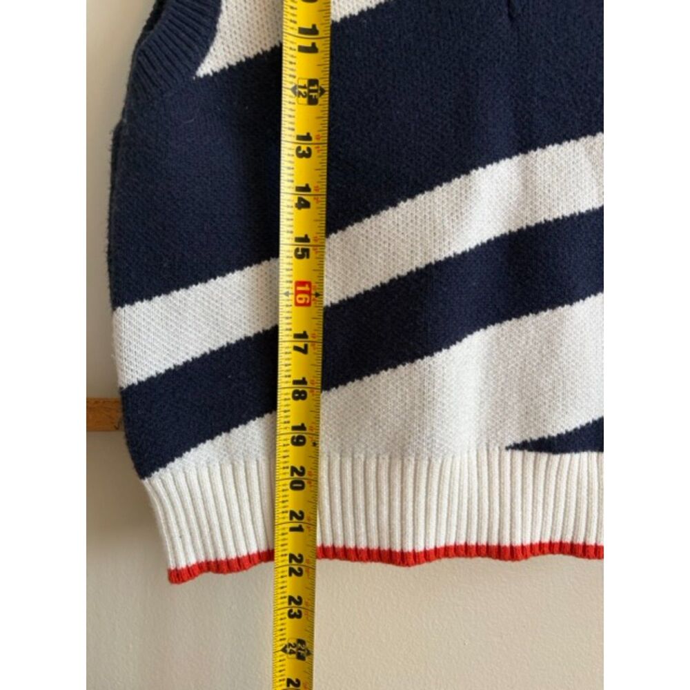 Maeve Anthropologie Women's Sweater Vest Navy Cream Abstract Knit size M - Picture 6 of 7